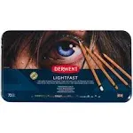 Derwent Lightfast Colored Pencils 72 Tin, Set of 72, 4mm Wide Core, 100% Lightfast, Oil-based, Premium Core, Creamy, Ideal for Drawing, Coloring, Professional Quality (2302722)