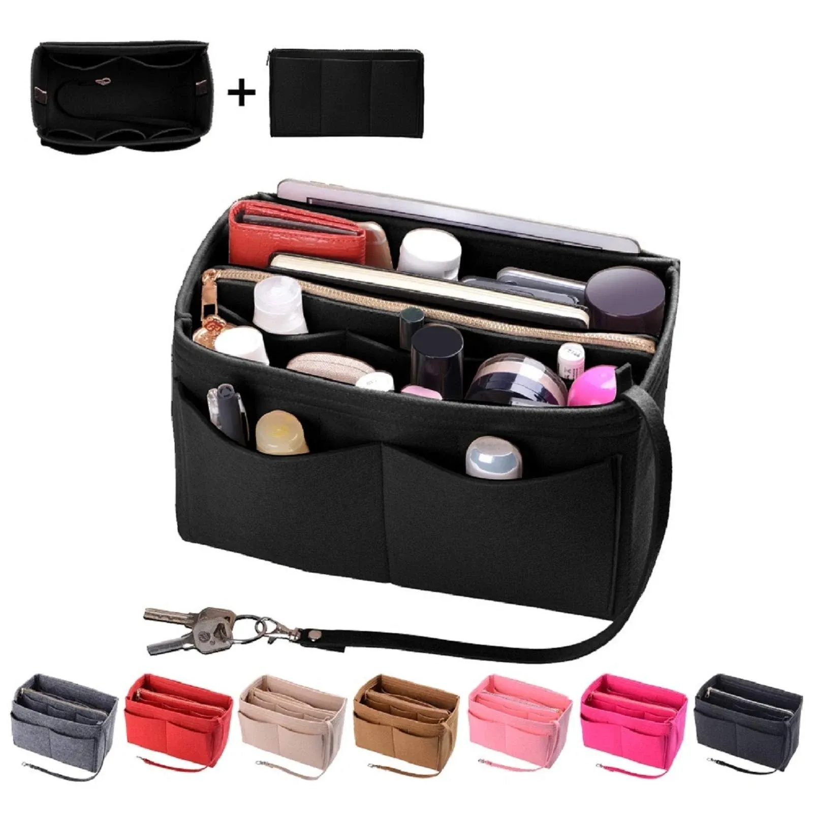 ZTUJO Felt Purse Organizer with Metal Zipper