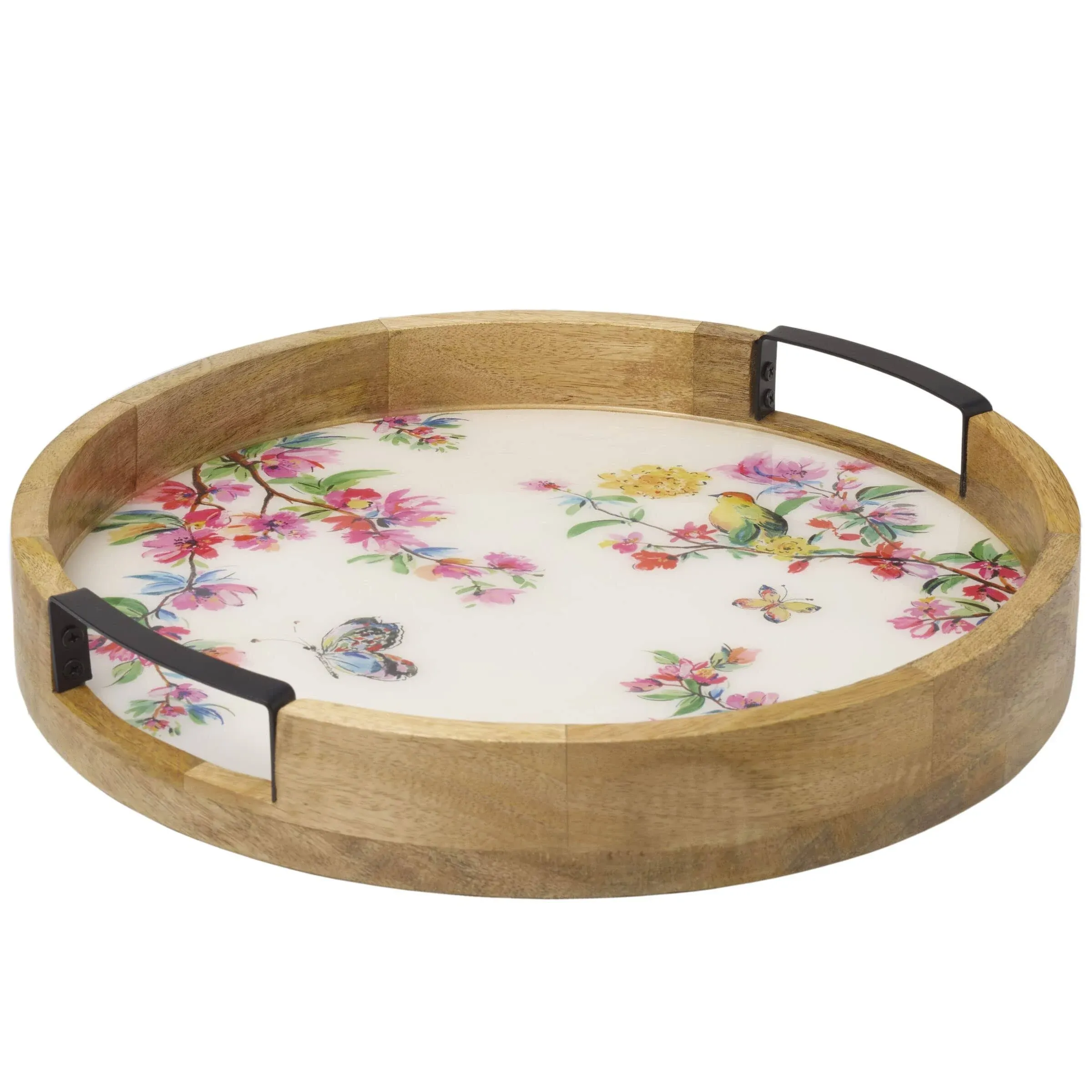 Gourmet Basics by Mikasa Birds Butterflies Lazy Susan Serve Tray