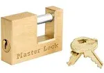 Master Lock 605DAT Shackle 15/16" Length x 7/16" Inner Width, 2" Body Width, Solid Brass Coupler Lock, Gold