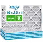 Aerostar 16x25x1 MERV 8 Pleated Air Filter Made in The USA 6-Pack