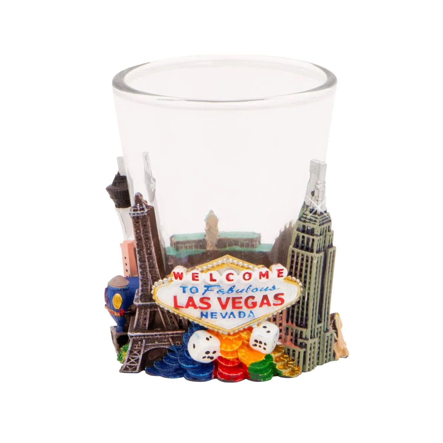 City-Souvenirs Las Vegas Shot Glass with 3D Wrap Landmarks