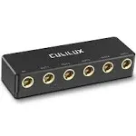 Cubilux 5-Way Quarter Inch Signal Splitter, Passive 1/4” Audio Splitter, 6.35mm Multiport Aux Splitter Box for Instruments, Bass Guitar, Keyboard, Headphones, Studio Monitor, Speaker, Amplifier