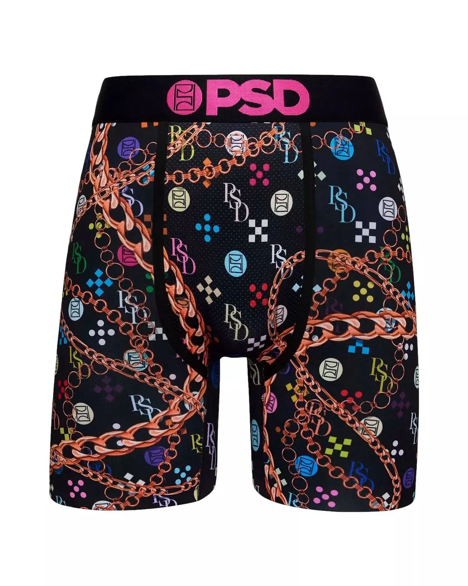 PSD Men's Luxury Print Boxer Briefs - 7 Inch Inseam Breathable and Supportive Men's Underwear with Moisture-Wicking Fabric