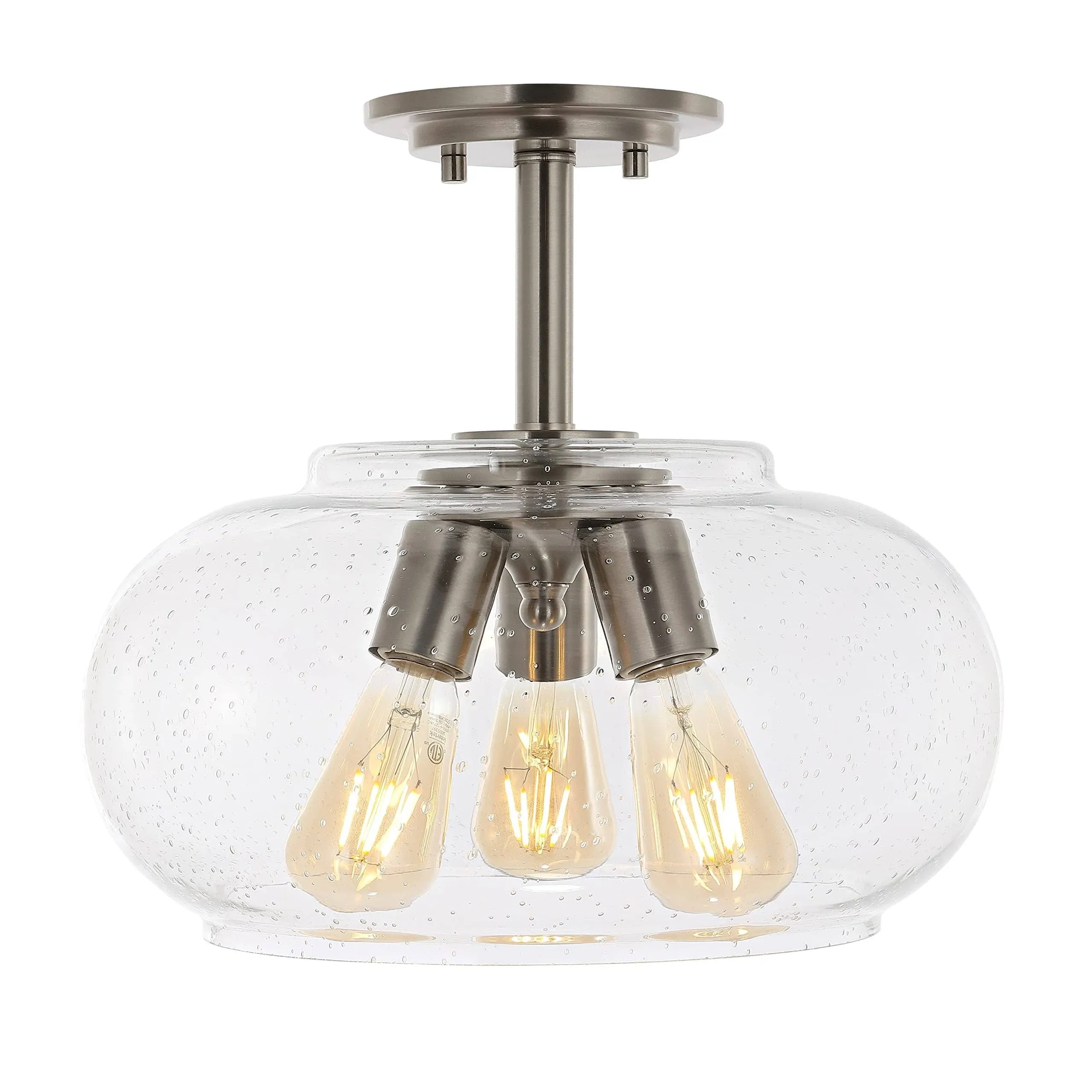 JONATHAN  Y Lina Industrial Transitional 1-Light Nickel LED Semi-Flush mount light