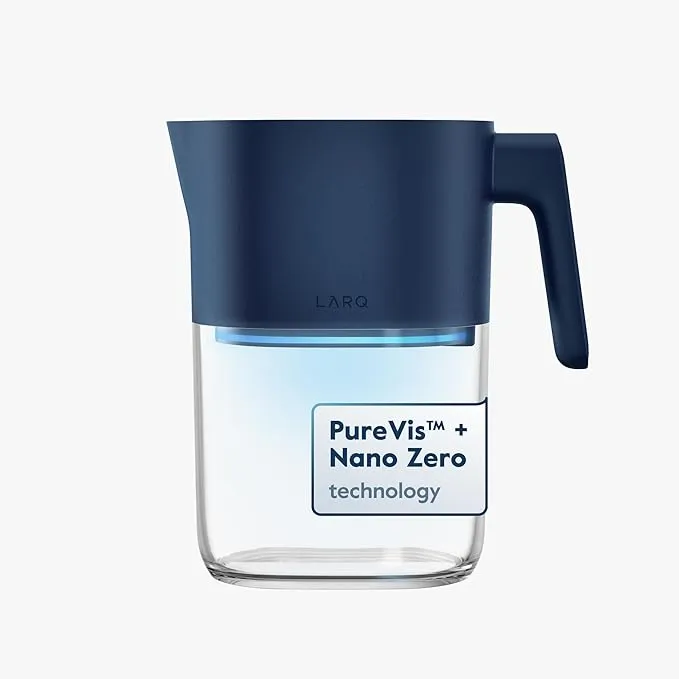 LARQ 1.9L Pitcher PureVis | UV Self-Cleaning Water Filter for Tap Water | Chlorine & PFAS Removal | App Tracking | Plant-Based Filter | 2-Year Warranty | Monaco Blue.