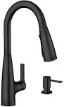 Moen Haelyn Single-Handle Pull-Down Kitchen Faucet ColorCue Temperature, Matte Black