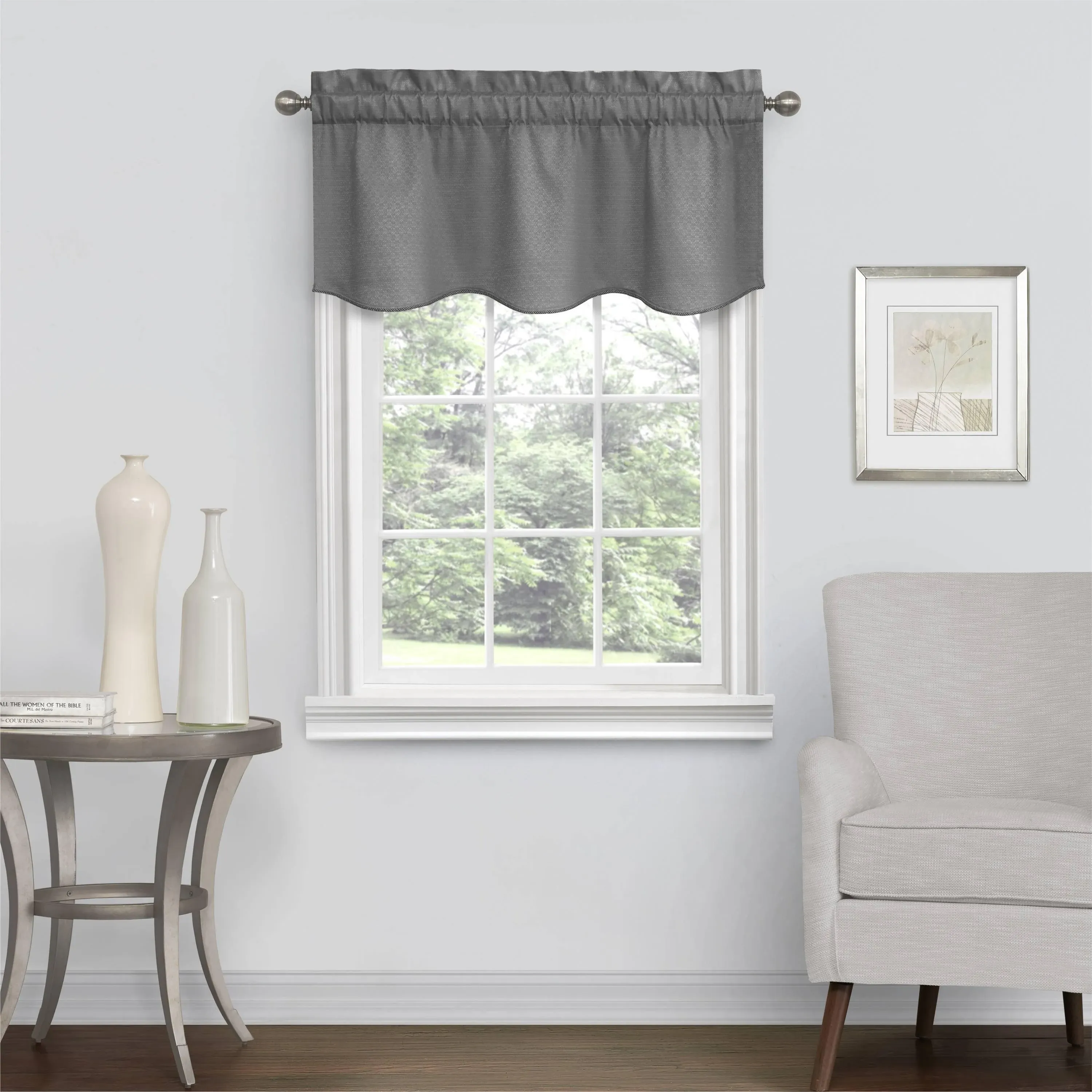 Eclipse Canova Modern Blackout Valance Rod Pocket Window Curtain for Kitchen or Bathroom, 42" x 21", Chocolate