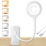 CUHIOY Clip on Reading Light for Bed Headboard, Rechargeable Battery Clamp on Bunk Bed Light, 5 Colors 5 Brightness Flexible Neck Desk Lamp, Eye Protect LED Touch Control Book Lights at Night for Kids