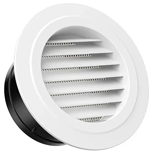 6 inch Round Air Vent HG Power ABS Louver Grille Cover Soffit Vent with Built-In ...