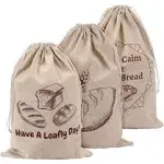 Linen Bread Bags for Loaf Storage Bags for Homemade Breads Pack of 3 Reusable...