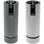 PEUGEOT - Duo Rechargeable Electric Pepper Mill + Salt Mill, Line u'Select 15 cm - Peppercorns + Rock Salt Included - 6 Pre-set Grind Settings - Aluminum - Matte Black Finish