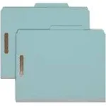 Smead 2/5 Tab Cut Letter Recycled Classification Folder - 8 1/2" x 11" - 2" Expansion - 6 x 2K Fastener(s) - 1" Fastener Capacity, 2" Fastener Capacity - Top Tab Location - Right of Center Tab Position - 2 Divider(s) - Pressboard - Blue - 100% Recycled - 