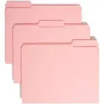 Smead Reinforced Top Tab Colored File Folders, 1/3-Cut Tabs, Letter size, Pink, 100/Box (12634)