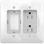 Bryant Electric RR1512W 2-Gang Recessed TV Connection Outlet Plate with 15 Amp 125V Tamper-Resistant Duplex Receptacle with One