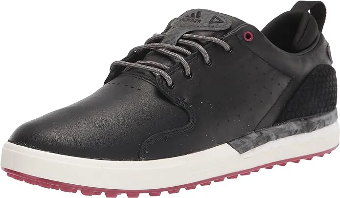 Adidas Flopshot Spikeless Golf Shoes - Men's - Core Black Six / Legacy Burgundy - 9.5