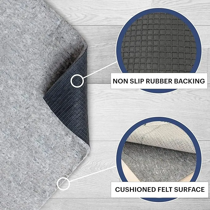 RUGPADUSA - Dual Surface - 8'x10' - 1/8" Thick - Felt + Rubber - Non-Slip Backing Rug Pad - Adds Low-Profile Comfort and Protection