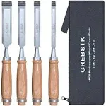 GREBSTK 4 Piece Professional Wood Chisel Set for Woodworking CR-V Steel Comfo...