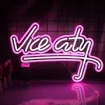 Pink Vice City Neon Sign - IMEGINA Dimmable Led Neon Sign for Bedroom 15.6x9.8 I