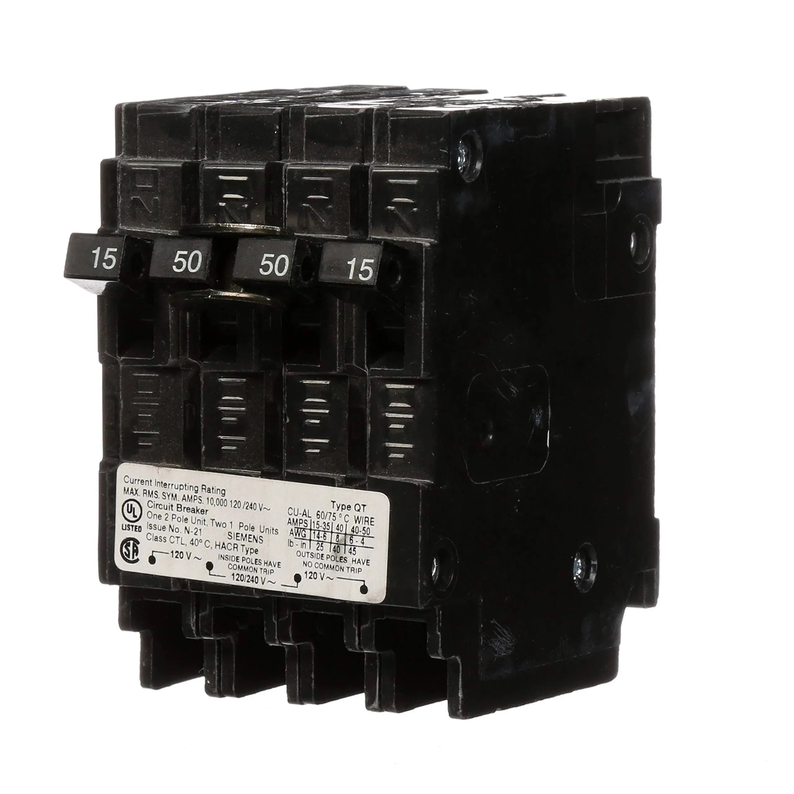 Siemens Q21550CT Quad Circuit Breaker