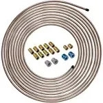 4LIFETIMELINES 25 ft 1/4 True Copper-Nickel Alloy Non-Magnetic Brake Line Replacement Tubing Coil and Fitting Kit, 16 Fittings Included, Inverted Flare, SAE Thread, 0.028 inch wall thickness