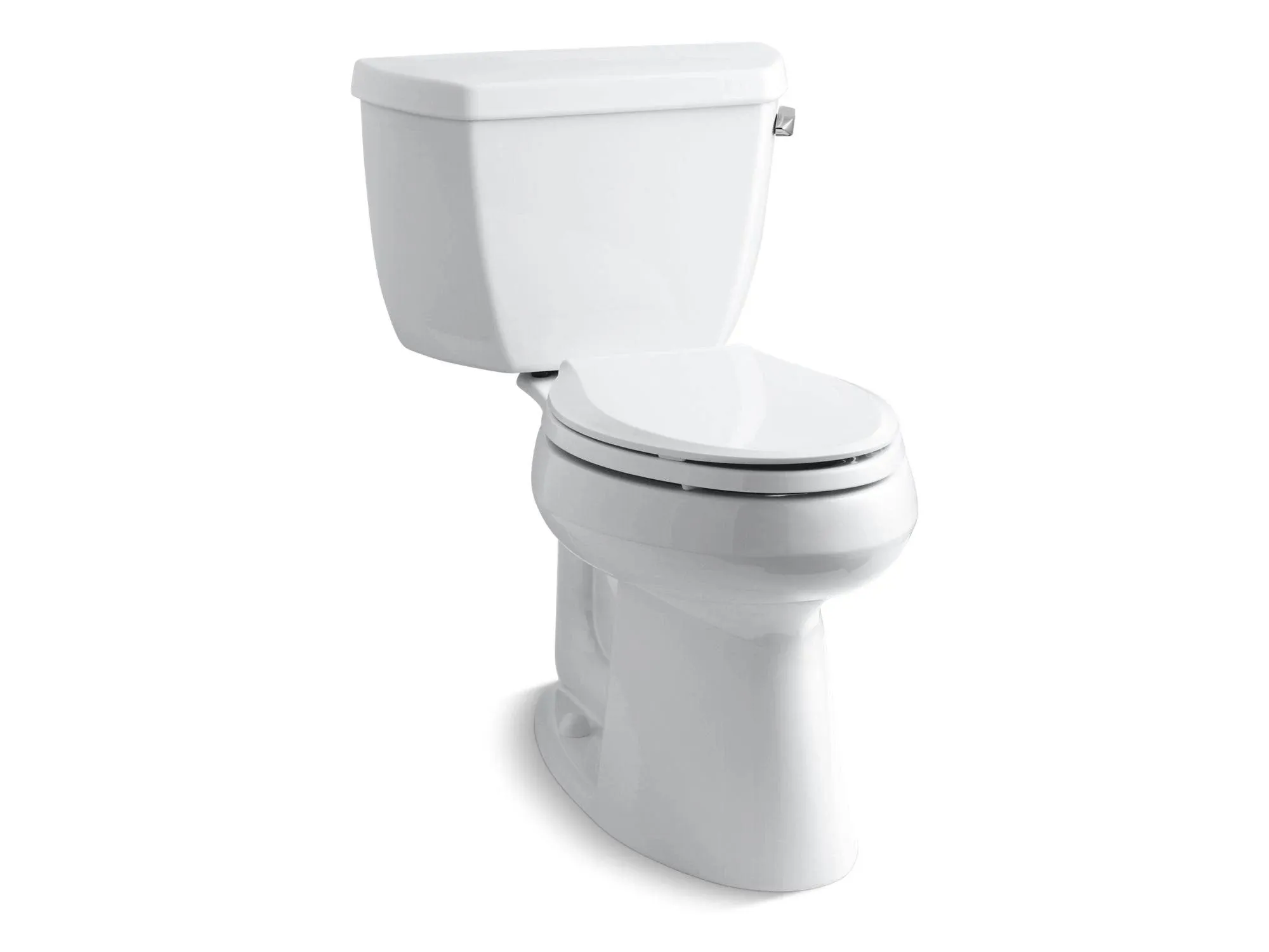 Kohler K-3713-RA-0 White Highline Classic Two-Piece Elongated Toilet, 1.28 GPF