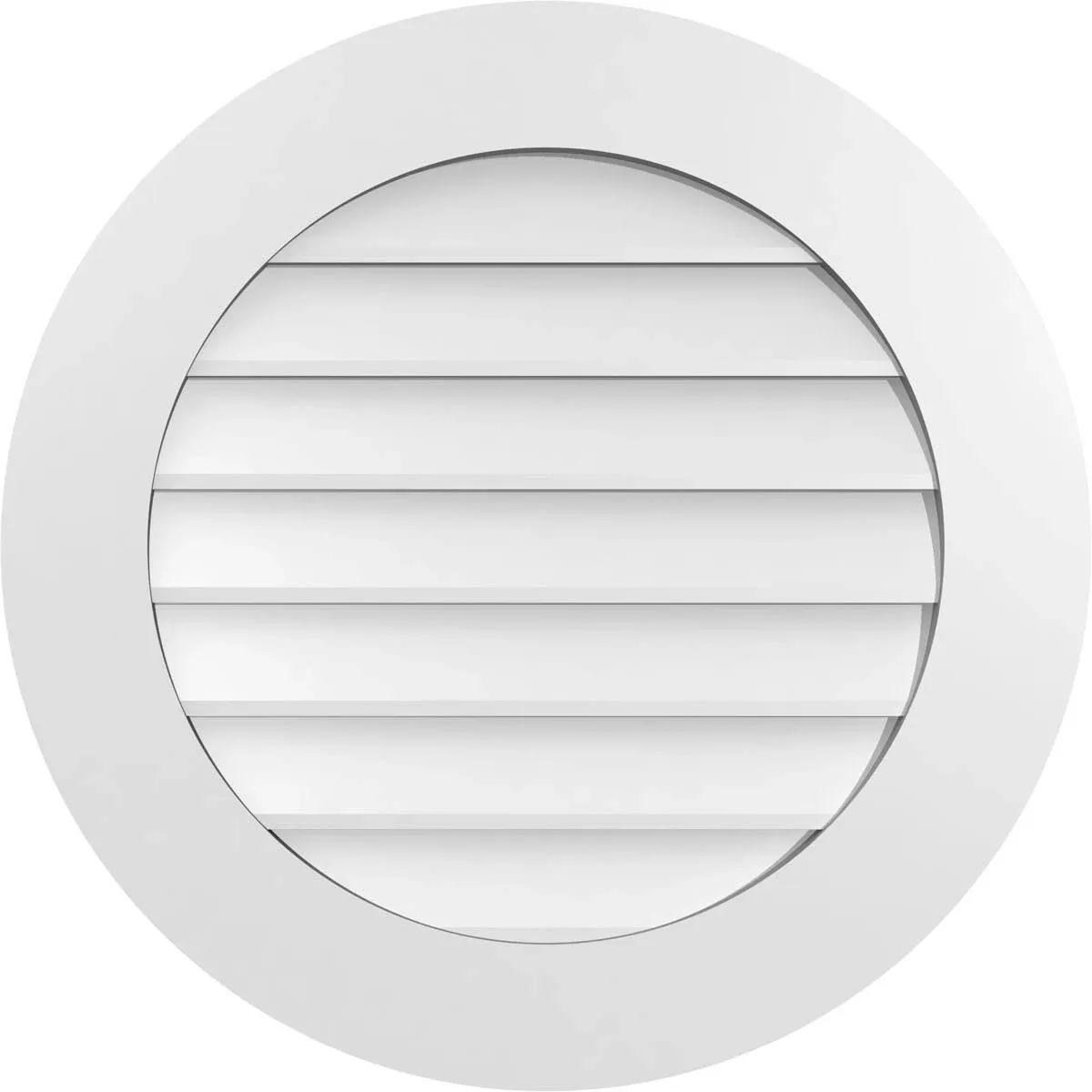 Round Surface Mount PVC Gable Vent: Non-Functional, w/ 3-1/2"W x 1"P Standard Frame, 26"W x 26"H