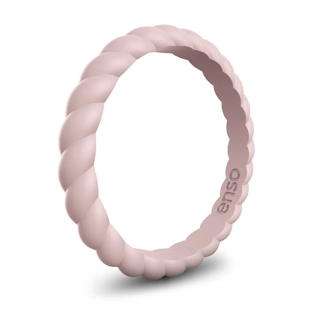 Enso Rings Braided stackables Series Silicone Ring - Coral - 10