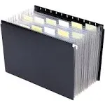 Smead Poly Hanging Expanding File, 12 Dividers, Letter Size, Black (65125)