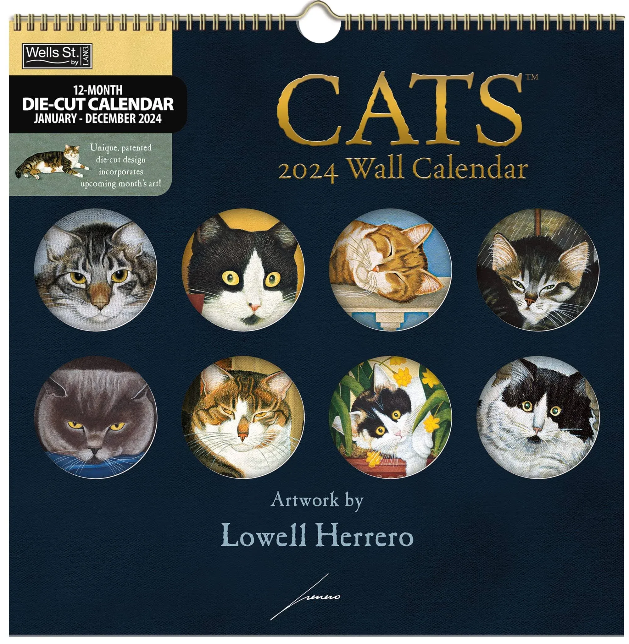 Lang Cats Spiral 2024 Wall Calendar