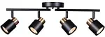 4 Light Track Lighting Kit, Matt Black Brass Finish Adjustable with Moden Flush 