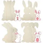 8 Pieces Large Easter Bunny Wood Cutout 10 x 6 inch Unfinished Wooden Bunny Slices Wood Rabbit Ornament for Painting Spring Decor Easter Party Crafts