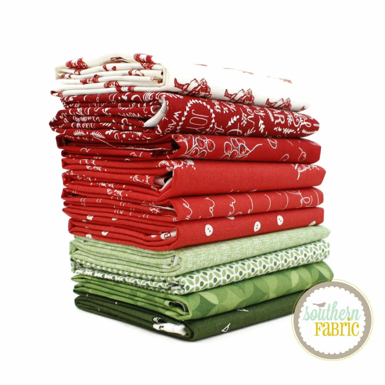 Christmas Fat Quarter Bundle (10 pcs) - Mixed Designers - Southern Fabric 18 x 21 inches (45.72cm x 53.34cm) Fabric cuts DIY Quilt Fabric