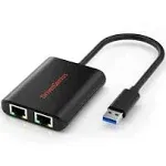 DriverGenius USB 3.0 to Dual Port Gigabit Ethernet Adapter NIC w/USB Port - Compatible for Windows 11, macOS 14 Sonoma (CU200)