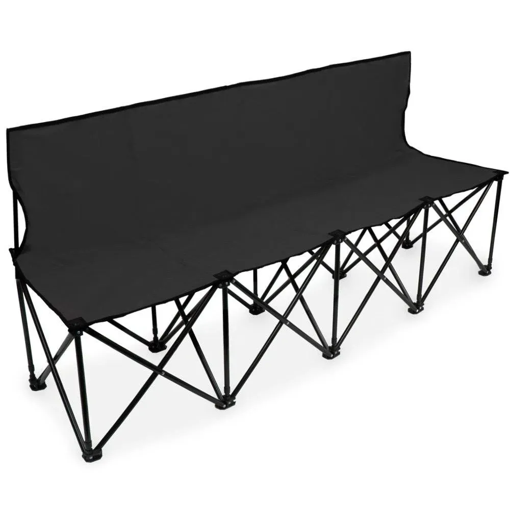 6-Foot Portable Folding 4 Seat Bench with Back, Black