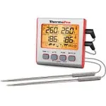 ThermoPro TP17W Digital Meat Thermometer with Dual Probes and Timer Mode Grill Smoker Thermometer with Large LCD Display - Red