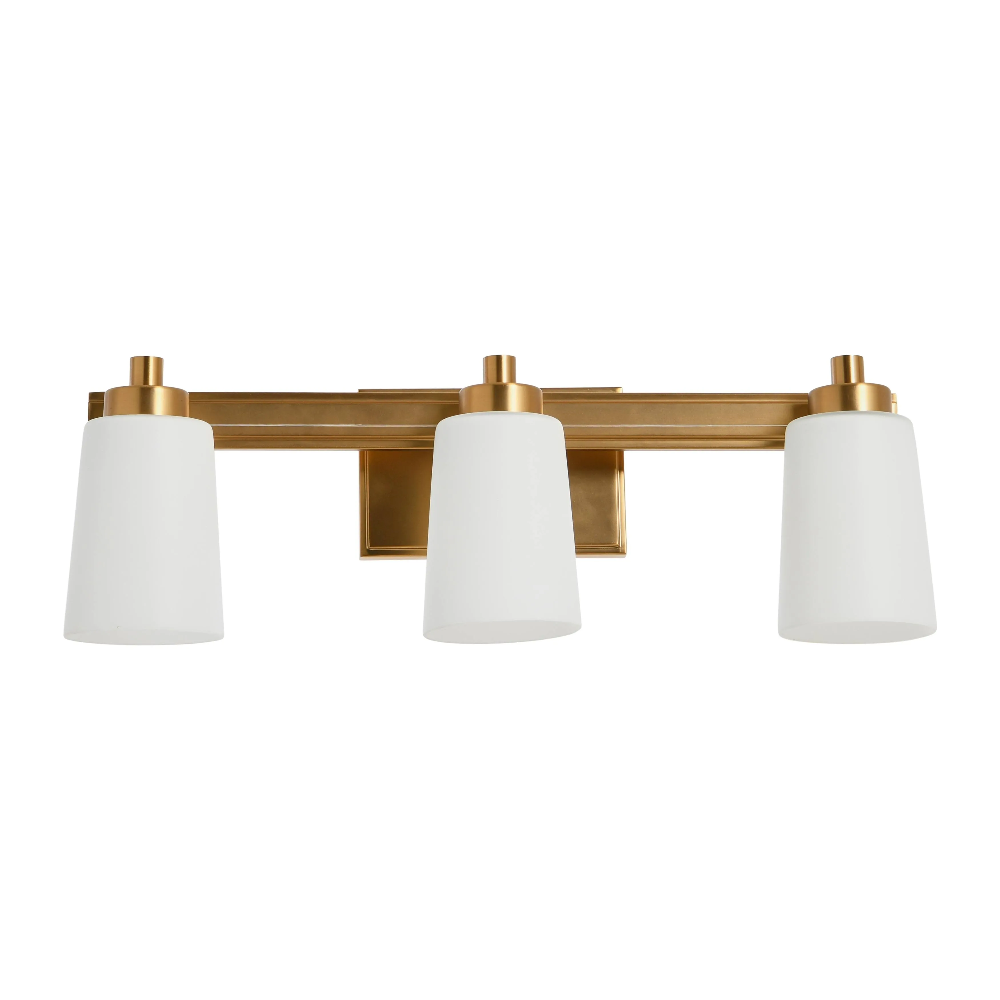 Robert Stevenson Lighting Robert Stevenson Lighting Sullivan Park Frosted Glass and Metal 3-Light Vanity Light Brushed Gold