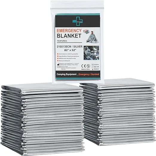 ITOPFOX Emergency Blanket Emergency Silver Foil Blanket Perfect for Outdoors, Hiking, Survival, Marathons or First Aid (12-Pack)