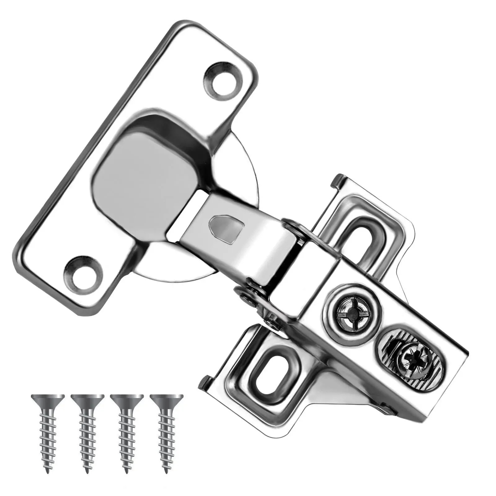 Jnnicoog 4 Pack -Full Overlay Soft Close Cabinet hinges?cabinet Hinges Brushed Nickel ?Stainless Kitchen Cabinet Hinges