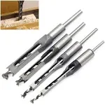 QISF 4Pcs Woodworking Square Hole Drill Bits,Mortise Chisel Hole Saw Drill Bit Set 1/4-1/2-5/16-3/8 inch