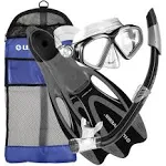 U.S. Divers Adult Cozumel Mask/Seabreeze II Snorkel/Proflex Fins/Gearbag