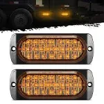 Partsam 2Pcs 4.4" Amber 24 LED Turn Signal Side Marker Lights, IP67 Waterproof Amber Lens Aluminum Housing Surface Mount Marker Lights for Trailer Truck Tractor RV