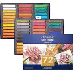 Artecho 72pcs Soft Pastels, 70 Colors Including 4 Fluorescent Colors, Extra Free Black & White, Square Chalk for Drawing, Blending, Layering, Shading, Pastels Art Supplies