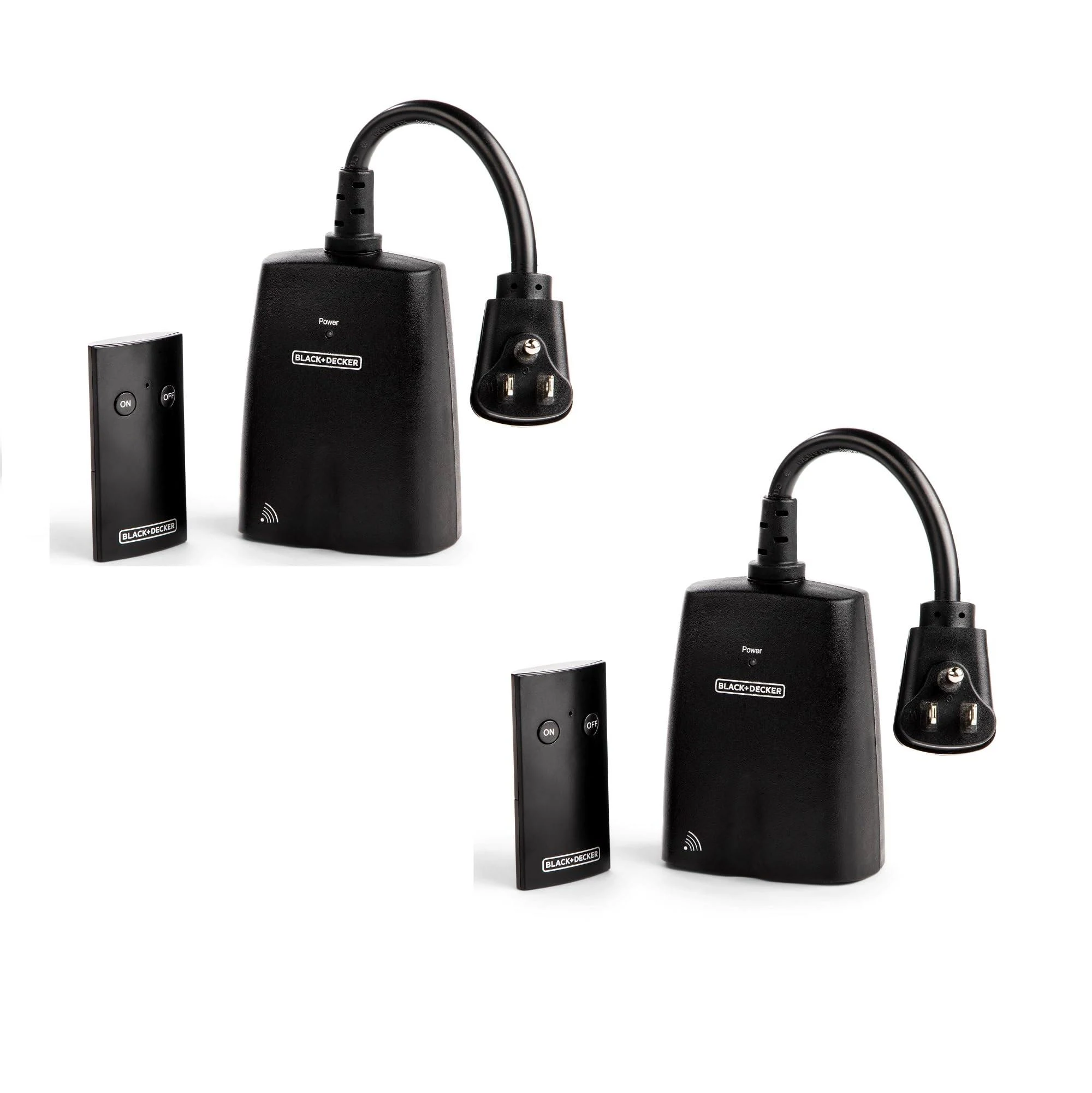 BLACK+DECKER Outdoor Wireless Outlet with Remote 2 Grounded Outlets Remote Light Switches