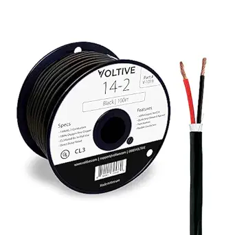 Voltive 14/2 Speaker Wire - CL3 - In-Wall/Direct Burial - OFC - 100ft - Black