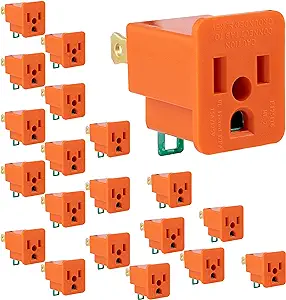 GE home electrical GE Polarized Grounding Adapter, 20 Pack, Turn 2-Prong Outlets into 3, Easy to Install, Indoor Only, UL Listed, Orange, 46851