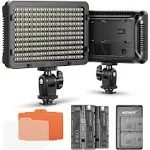 Neewer Dimmable 176 LED Video Light with (2)Battery (1)Dual USB Battery Charger