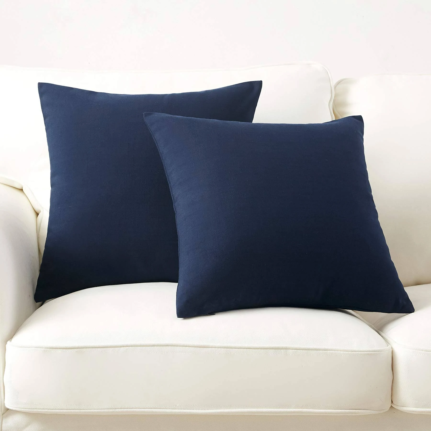 Longhui bedding Linen Blend Throw Pillow Cover Navy Blue 26” x 26” Decorative