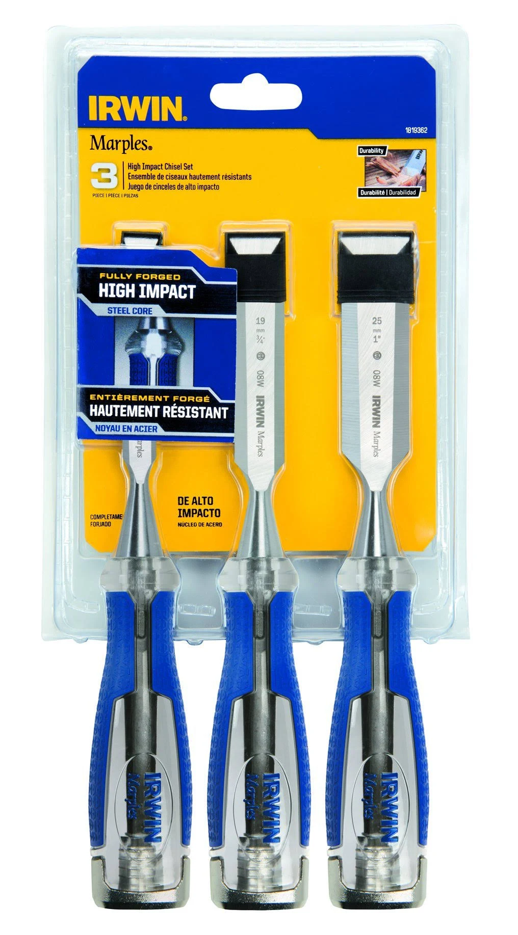 IRWIN Tools Marples High-Impact Chisel Set, 3-Piece (1819362)