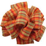 Berwick Offray DWI Cider Plaid Ribbon-2-1/2 Wide X 50 Yards-Orange Ribbon